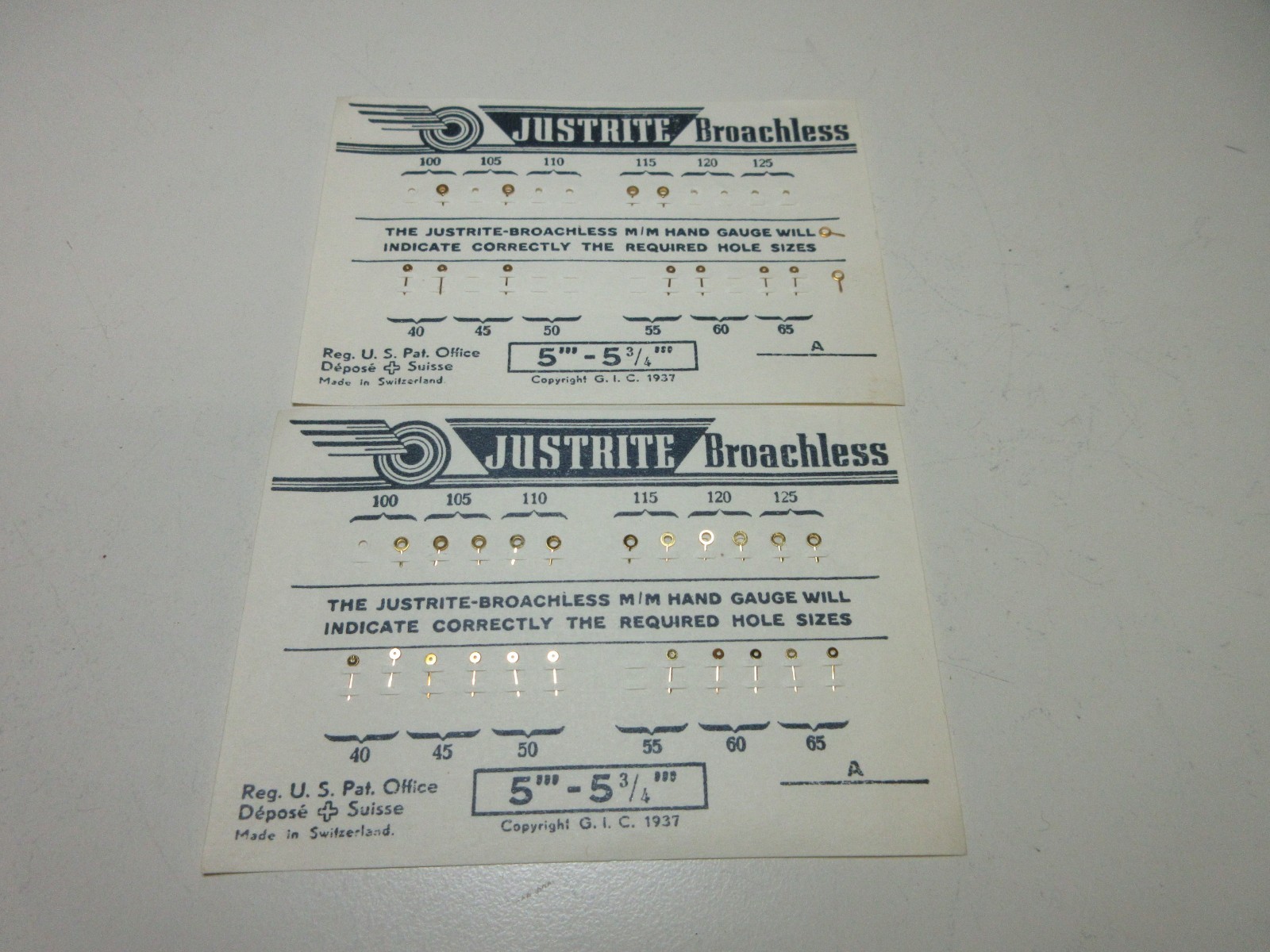 LOT JUSTRITE WATCH HANDS 5”’ 5 3/4”’ WATCHMAKER REPLACEMENT PARTS #234