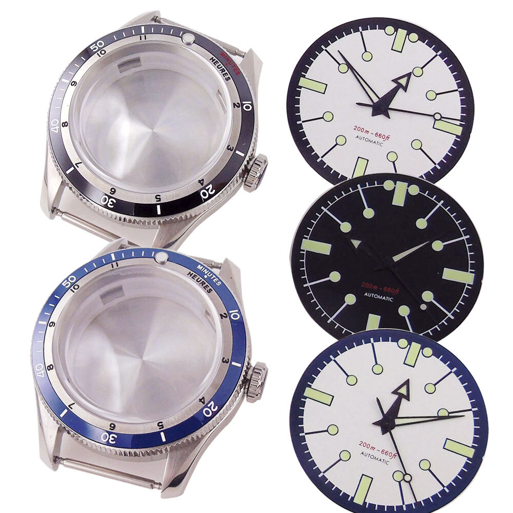 20ATM Diving 40mm Double Bow Sapphire Glass Watch Case Fit NH35 PT5000 120 Click
