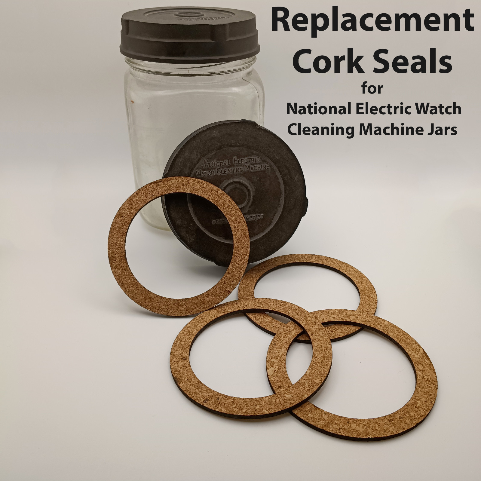 REPLACEMENT CORK SEALS FOR NATIONAL ELECTRIC WATCH CLEANING MACHINE JAR LIDS