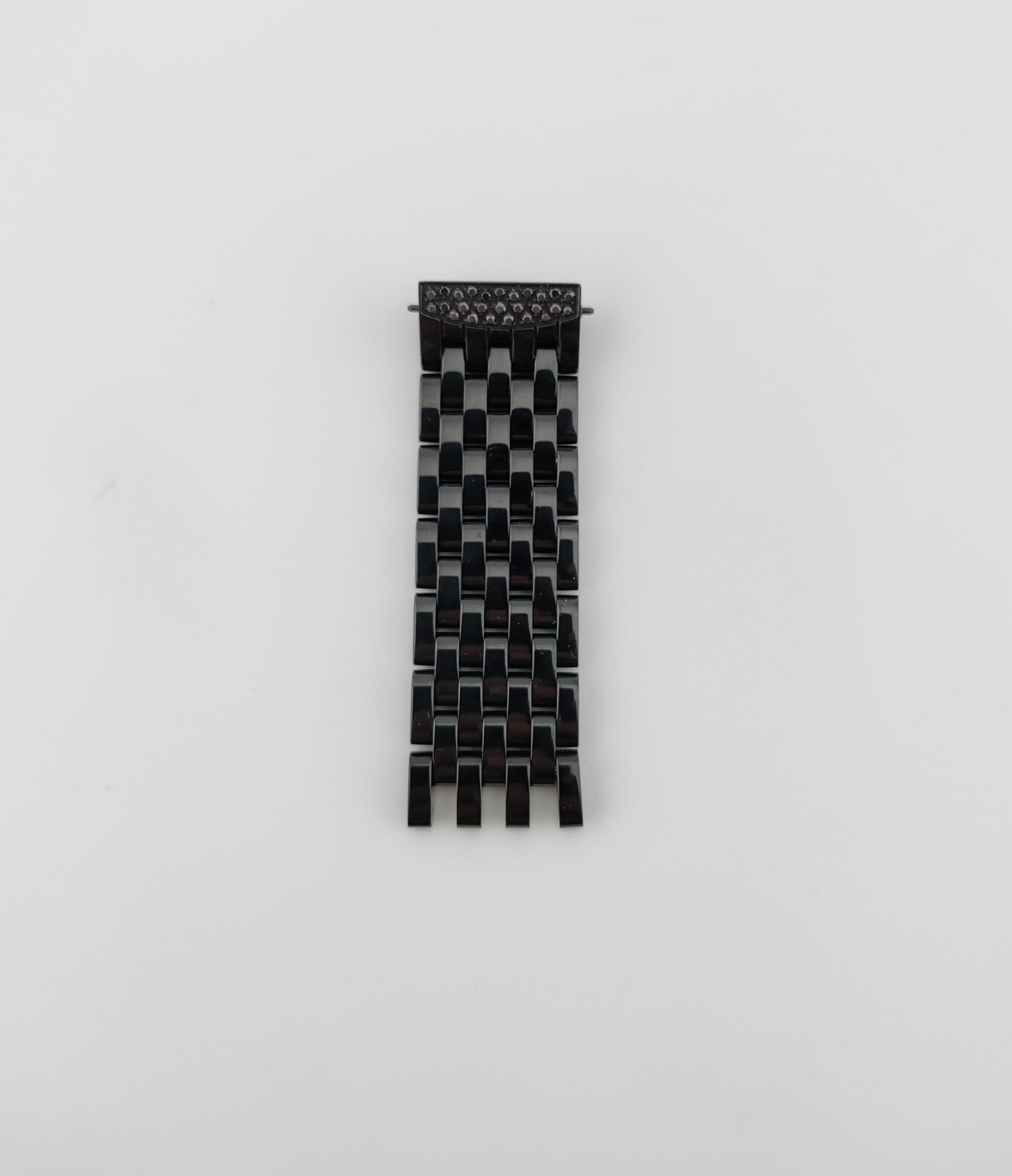 Michele 16mm Urban Mini Black Steel & Diamond Partial Band