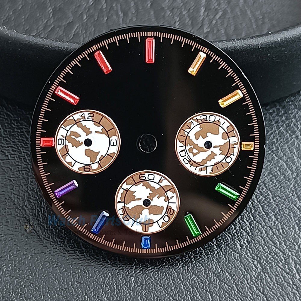 Green Luminous VK63 Dial 29.5mm Panda Dial For VK63 Movement-Watch Parts