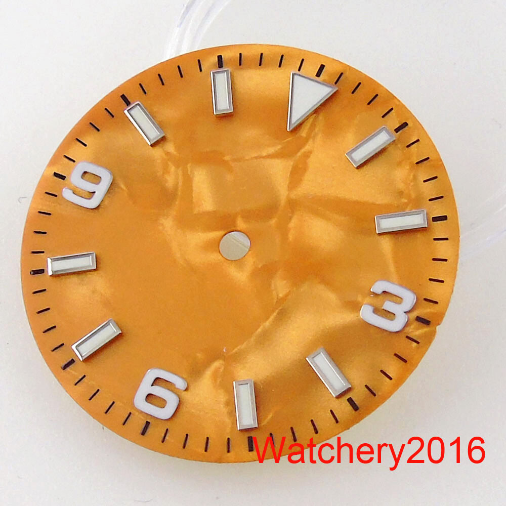 29mm Bliger Sterile Watch Dial Face Hands Green Black Yellow White Luminous Mark