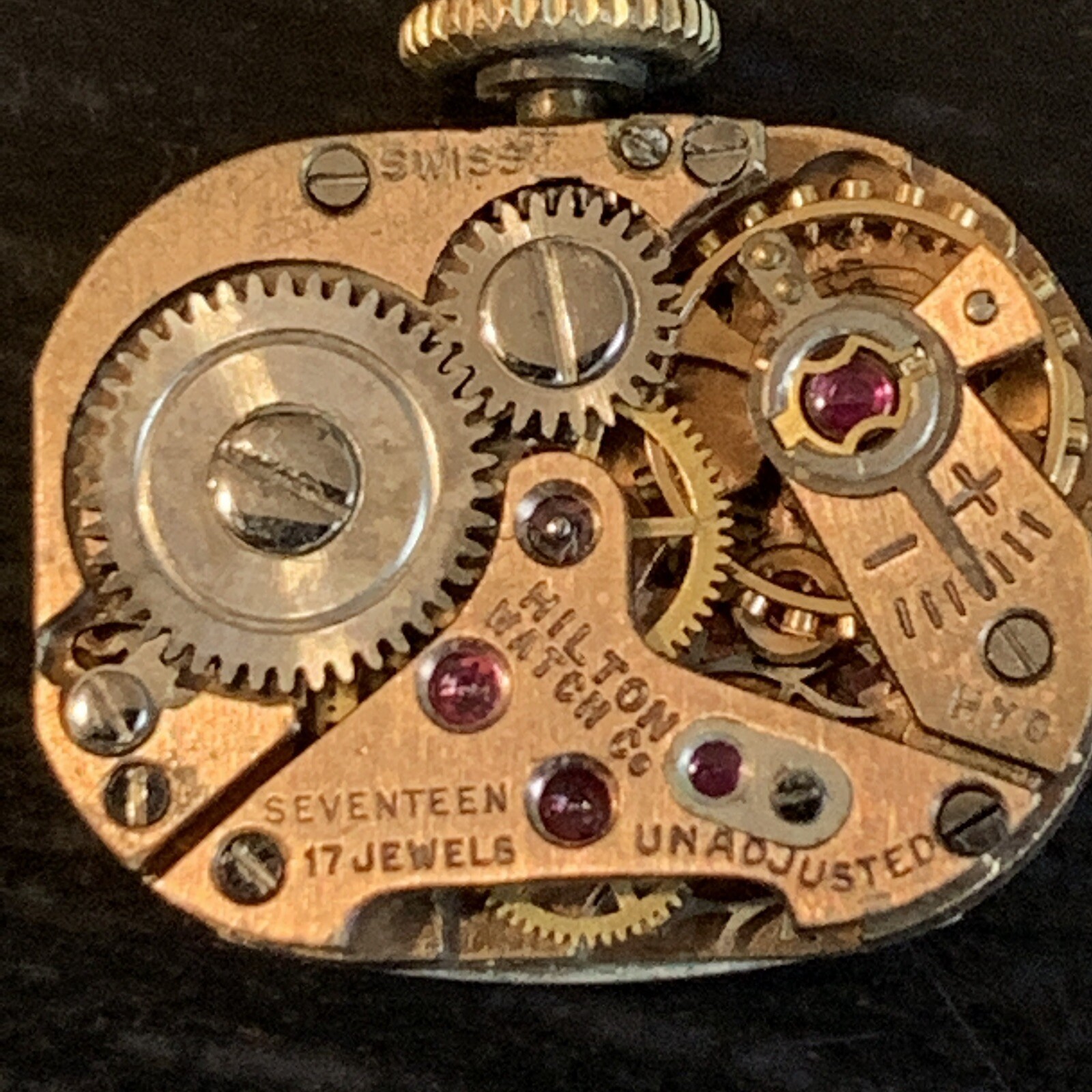 Vintage Hilton Accurist watch movement 17 jewels swiss parts and repair