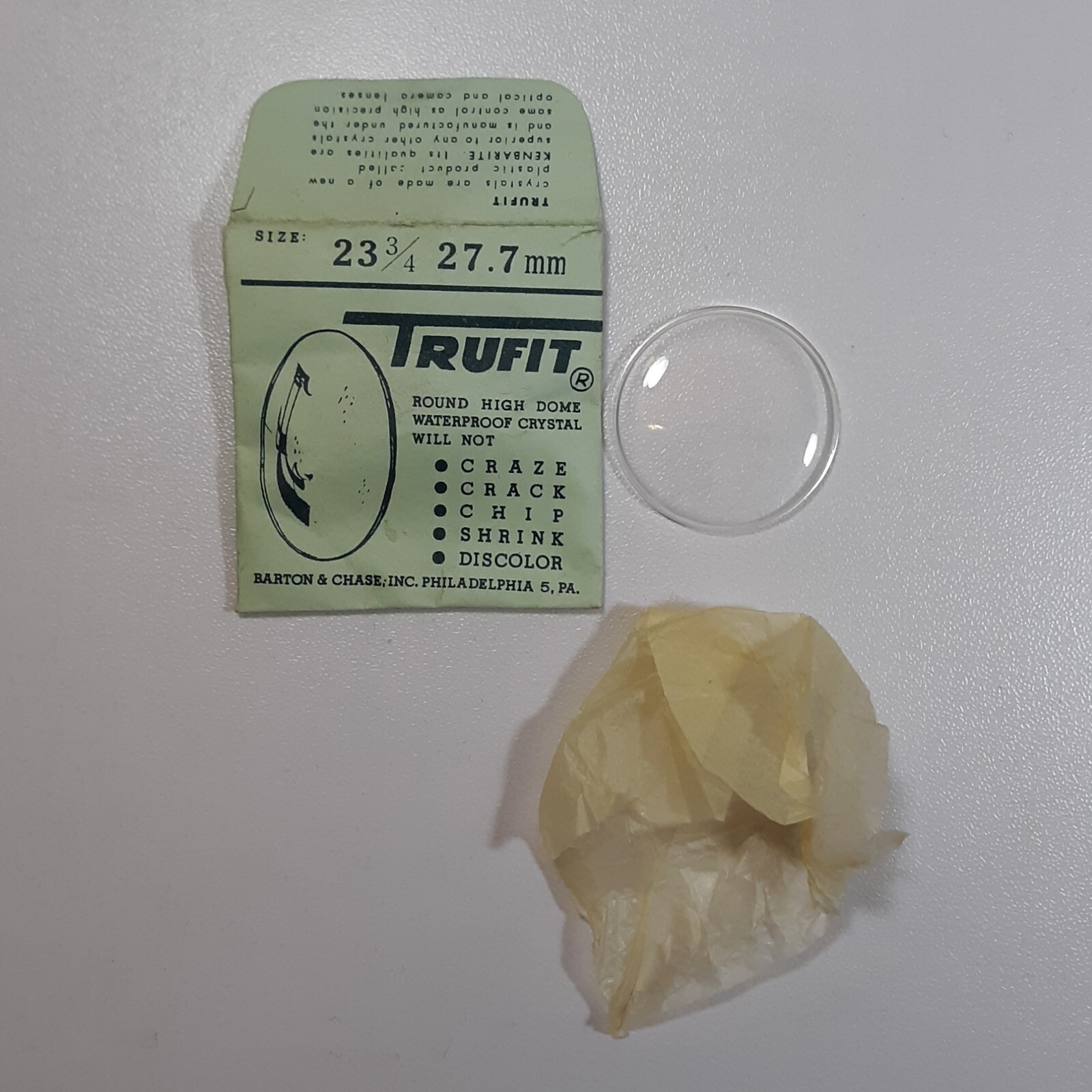 Watch Crystal 23.75″ 27.7mm Barton Chase Trufit Waterproof High Dome Repair Part