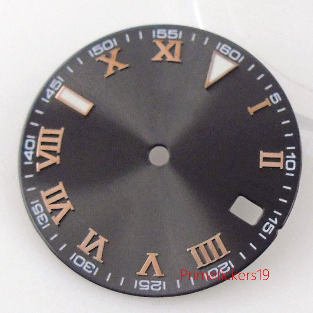29mm Grey Sunburst Watch Dial Date Window Silver/Golden/Rose Golden Marks Hands