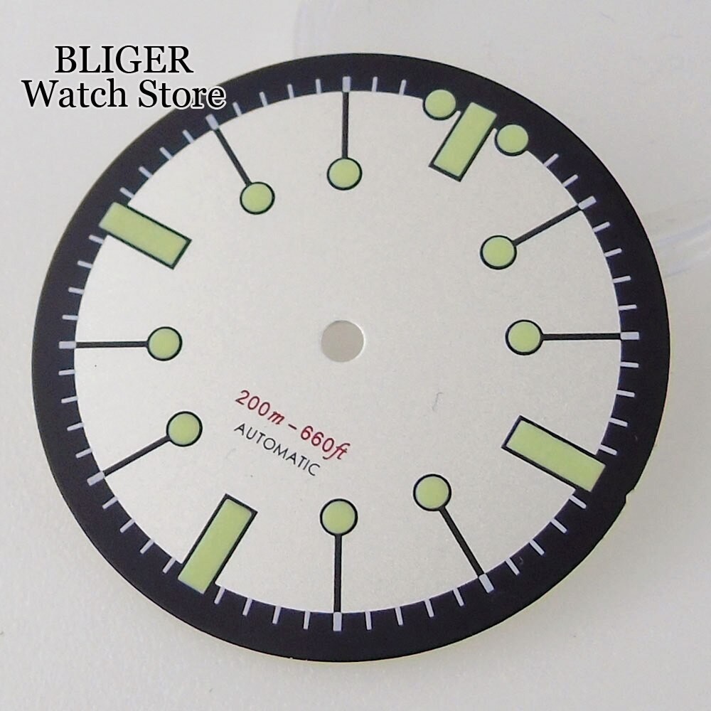 31mm No Logo Watch Dial Green Lume for NH35 NH36 ETA2824 PT5000 Movement Parts