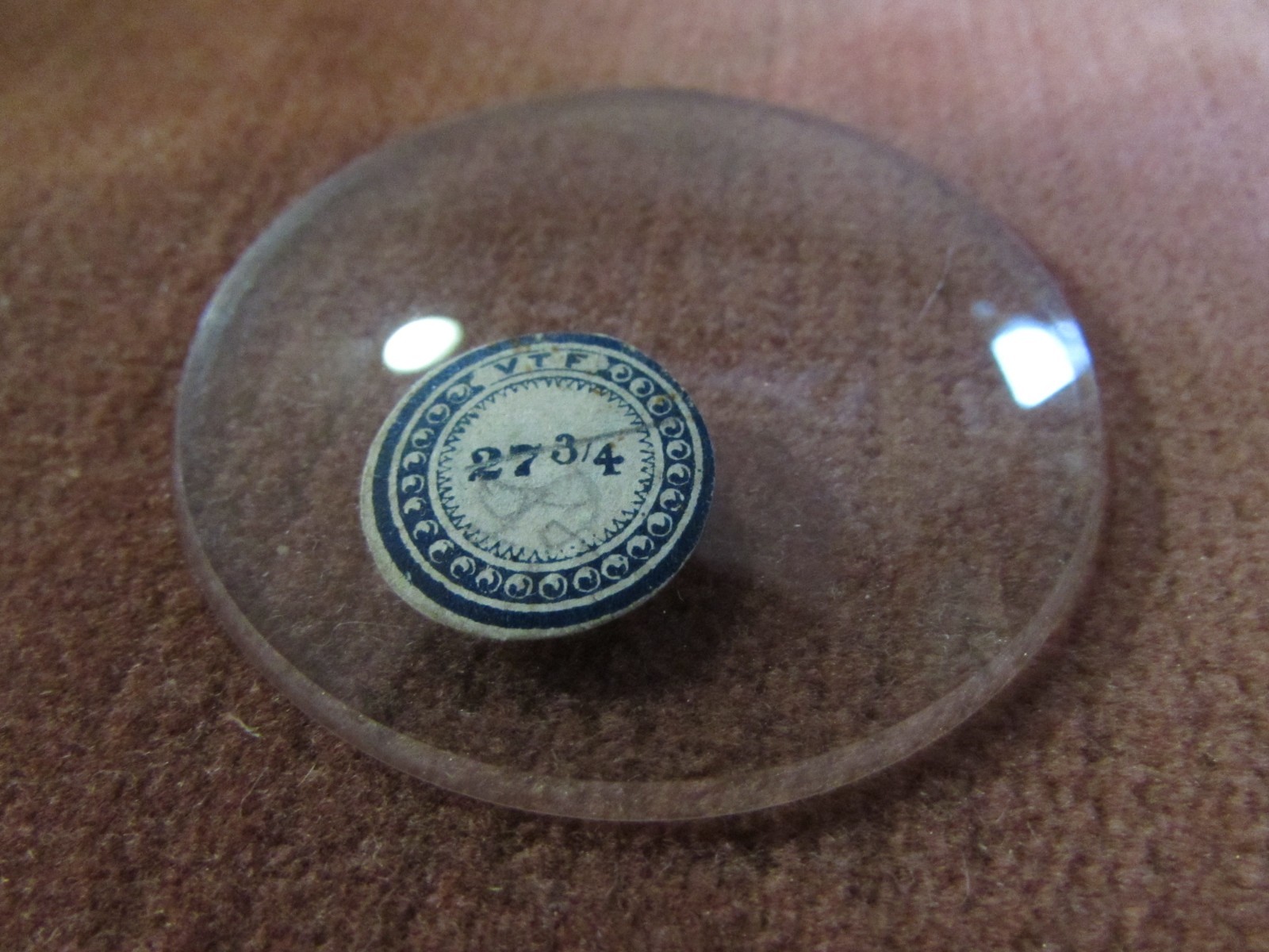 Vintage VTF French Pocket Watch Domed Crystal, Glass 49.93mm, 1.966″