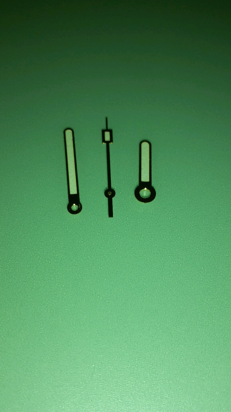 Luminous Gold Colour Watch Hands Set 120/70/20 – Fits Many ETA, Ronda, RLX Etc