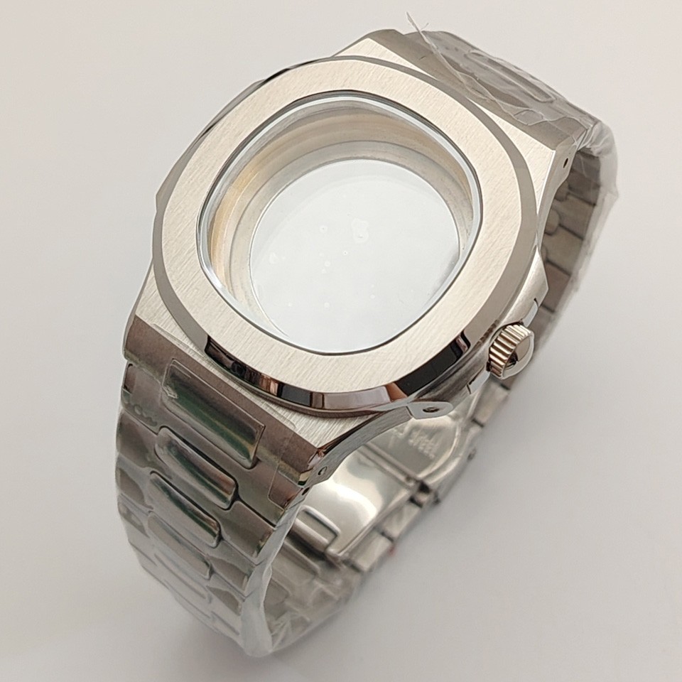 41mm Luxury Men Silvery Watch Case and Strap Sapphire for Nh35 Nh36 38 Movement