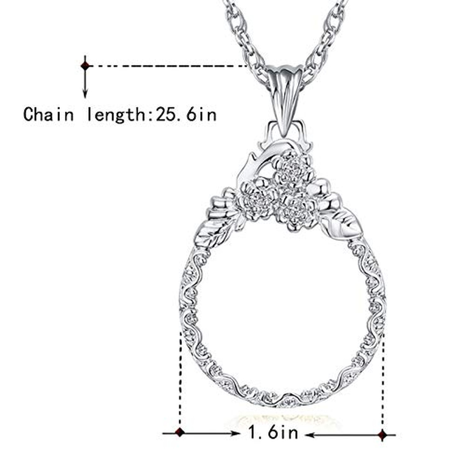CLARA 6X Magnifier Necklace Magnifying Glass Pendant Optical Lens with Chain …