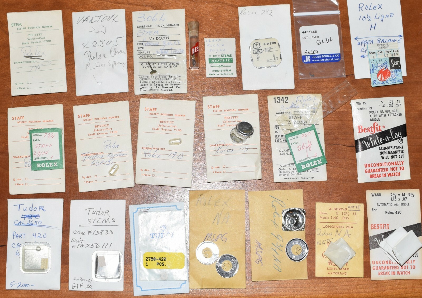 ROLEX and TUDOR Vintage NOS Genuine Original Watch Parts: Staff Stem Mspg ETC