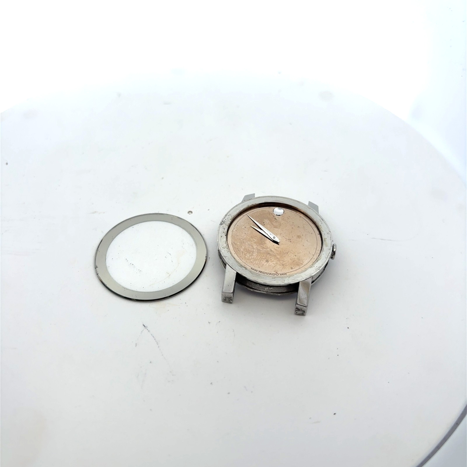 Mens Movado Sapphire 0606093 Silver Dial Stainless Steel Watch No Band