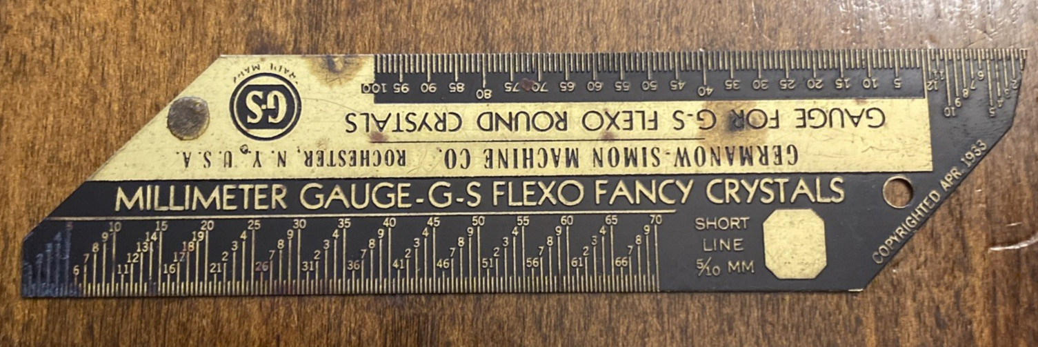 Vintage GERMANOW-SIMON WATCH MAKERS GAUGE FOR G-S FLEXO ROUND CRYSTALS some wear