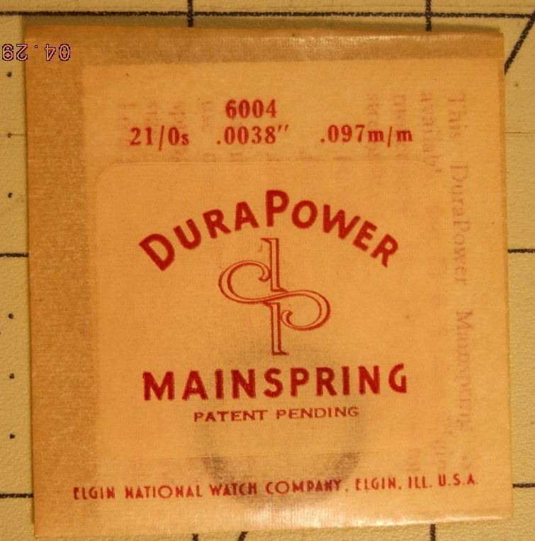 ELGIN DuraPower 6004 21/0s Watch Mainspring .0038″ – .097 mm Factory Replacement