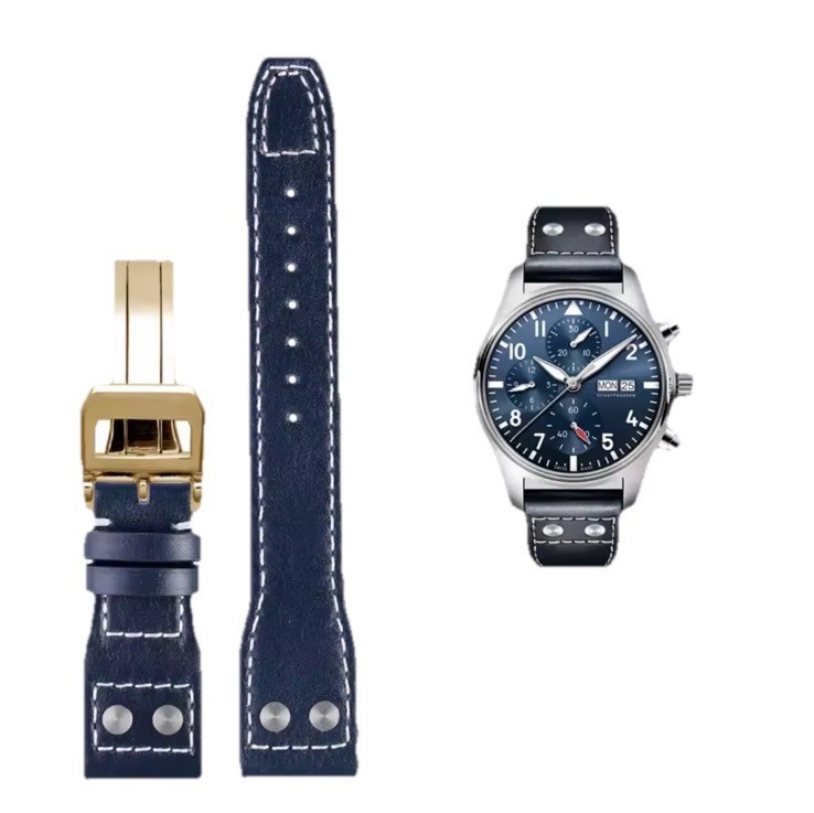 Genuine Leather Watch Strap 20mm 22mm For Big Pilot Portugieser With Buckle