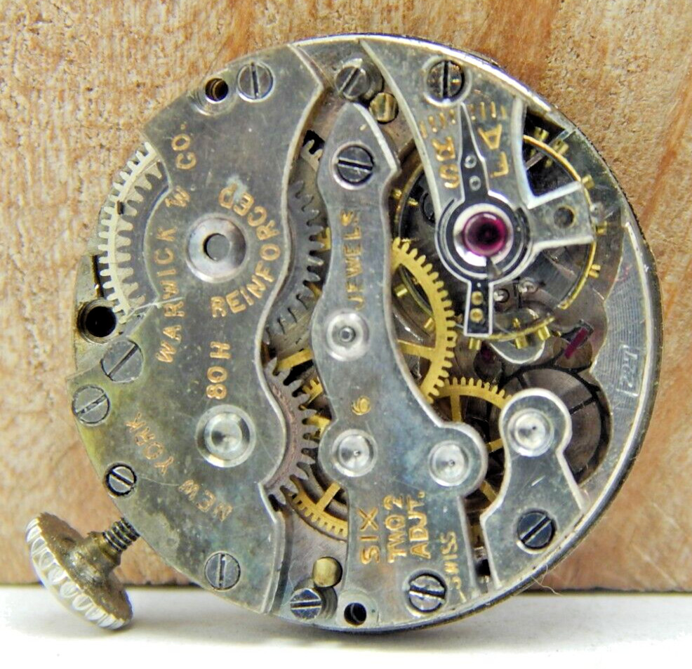 Vintage Warwick 80H 6j 2 adjustment ladies wrist watch movement with case back