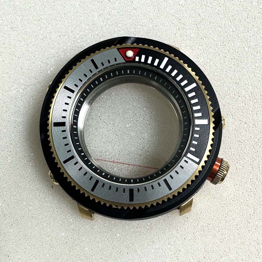 For NH35 Movement 45mm Stainless Steel Mineral Glass Cover Black Watch Case