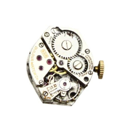 Bulova Model 6AM Vintage 17 J Watch Movement Size 6.75 x 8”’ =15.3 x 18 mm