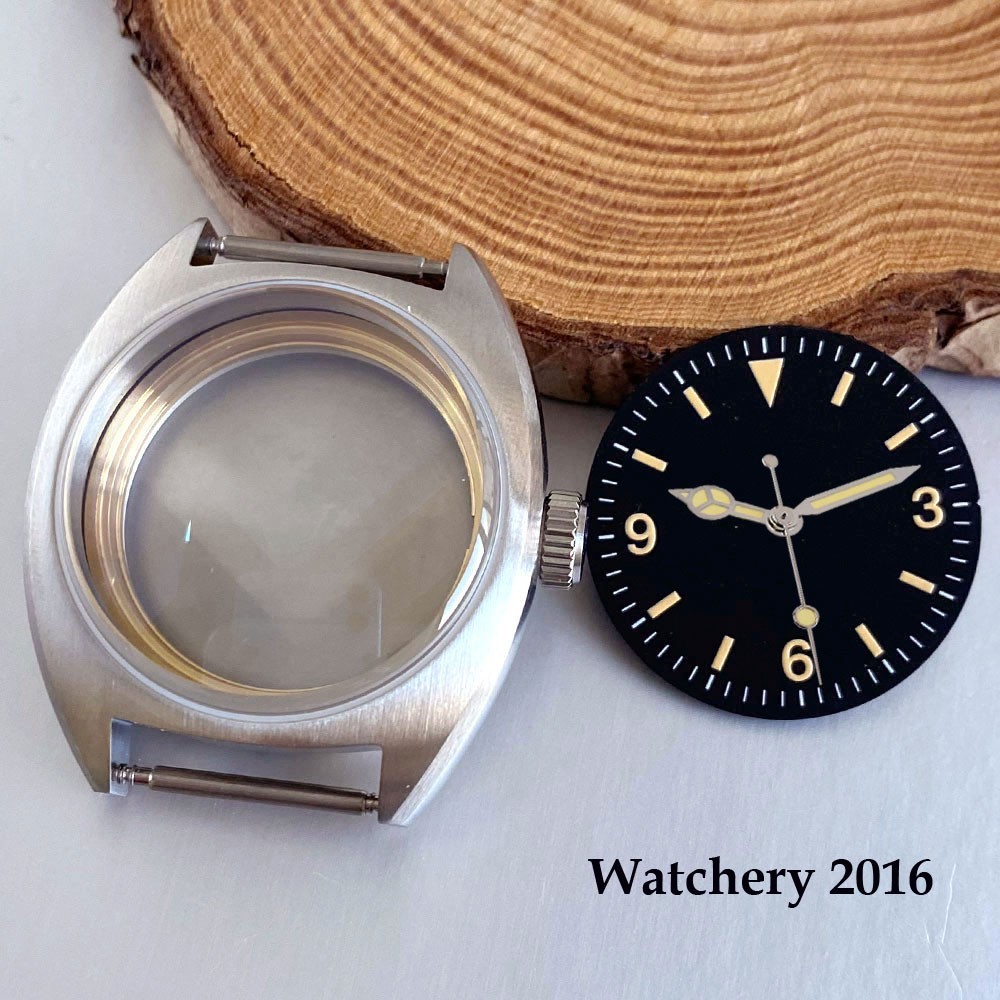 36mm Double Domed Sapphire Crystal Glass Watch Case Dial Set Fit NH35/PT/Miyota