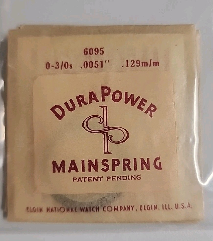 ELGIN DuraPower 6095 Watch Mainspring 0-3/0s x .0051″ x .129mm – NOS
