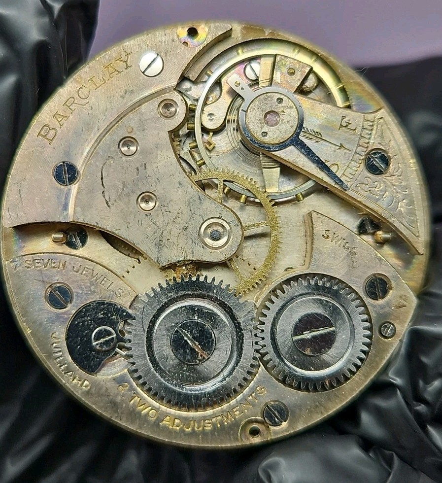 Barclay Daynite Juillard 7j Pocket Watch Movement 41.65mm – Parts/Repair