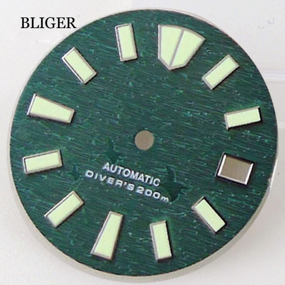 29MM Green White Blue Watch Dial Luminous Date Window Fit NH35 NH36 NH36A Parts