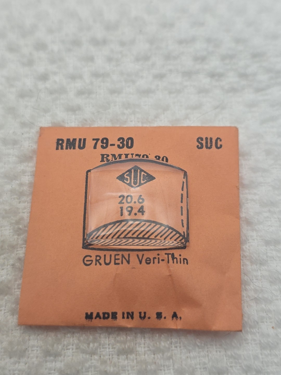 SUC Rocket Cylinder Watch Crystal RMU79-30 Gruen Veri-Thin 20.6X19.4 CMT271