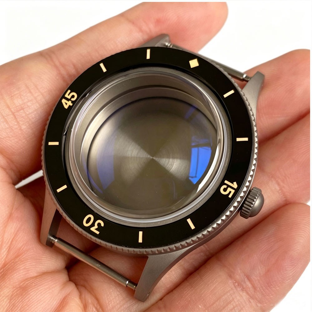 Solid Titanium 200M Dive Watch Case for 50 FATHOMS NH35 PT5000 AR Domed Sapphire