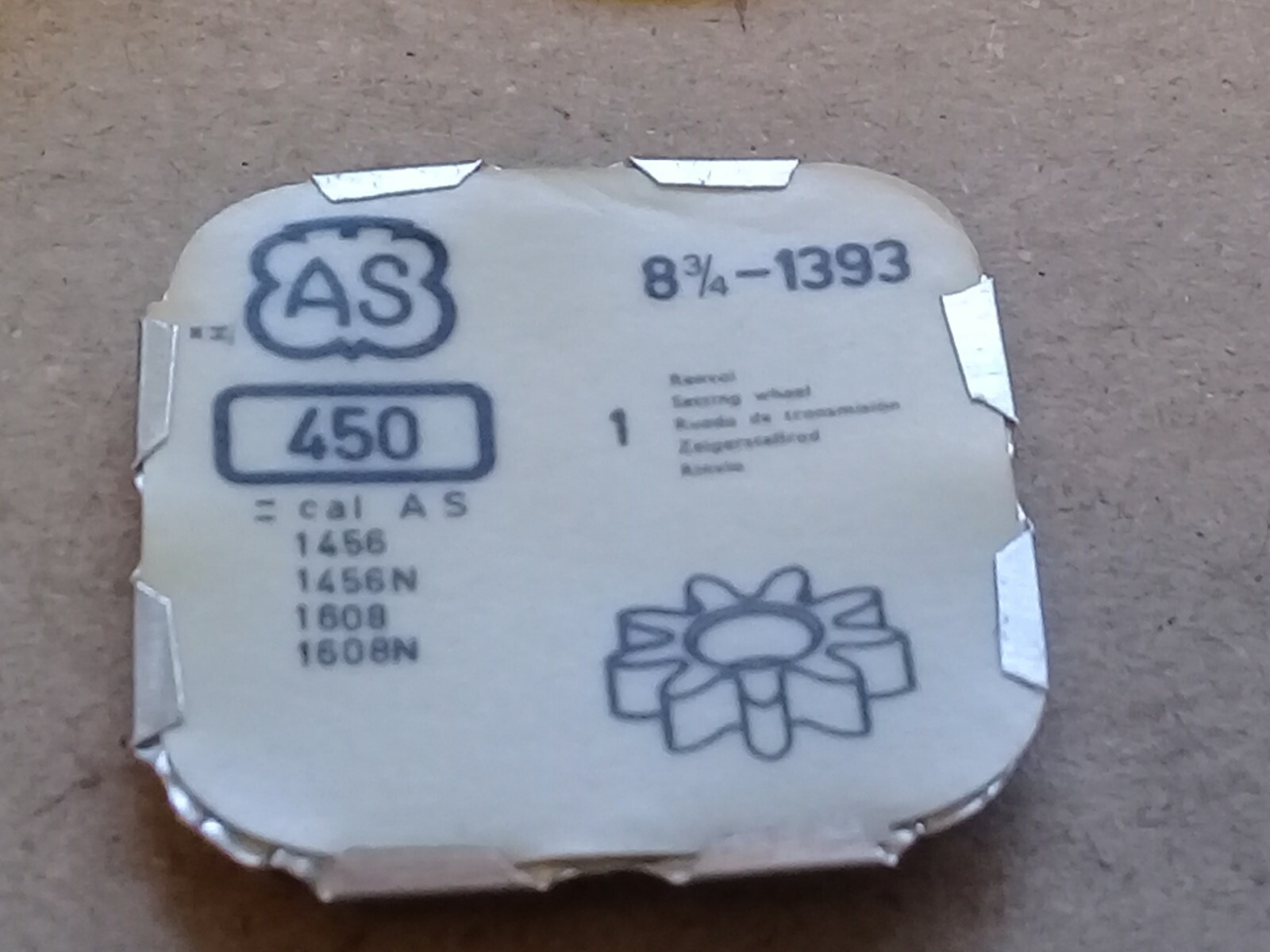 AS Cal 1393 1456 1456N 1608 1608N – Setting Wheel – Part 450. 8.75”’ (TC922)