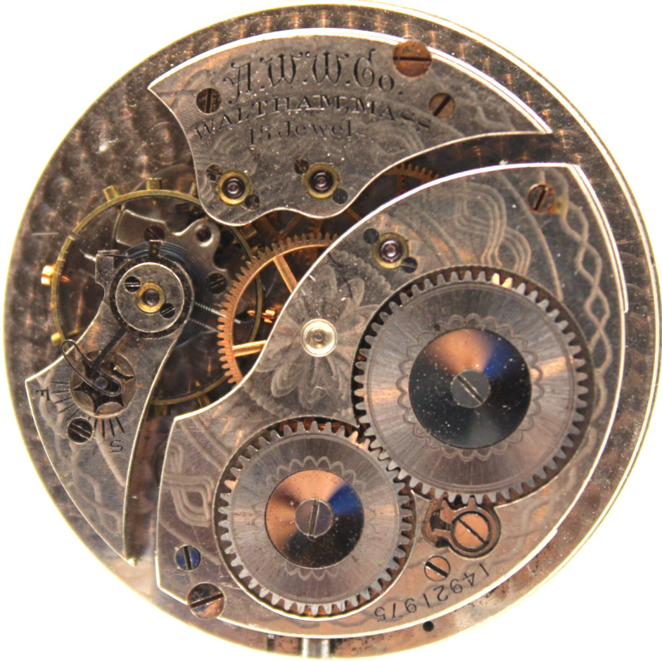 1907 WALTHAM POCKET WATCH MOVEMENT 14921975 GRADE: 1420 14s 15j (DS)