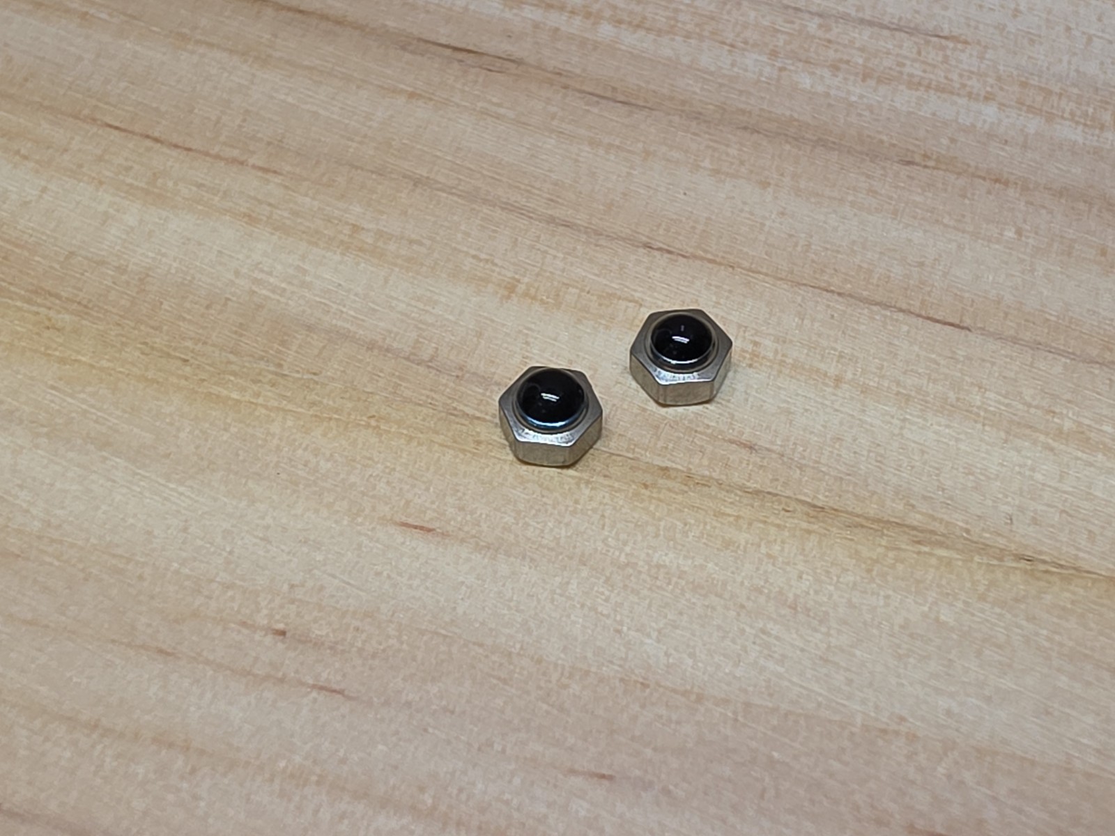 Lot Of 2 NOS Black Cabochon Silver-Tone Wristwatch Crowns Tap 11-4.5mm Diameter