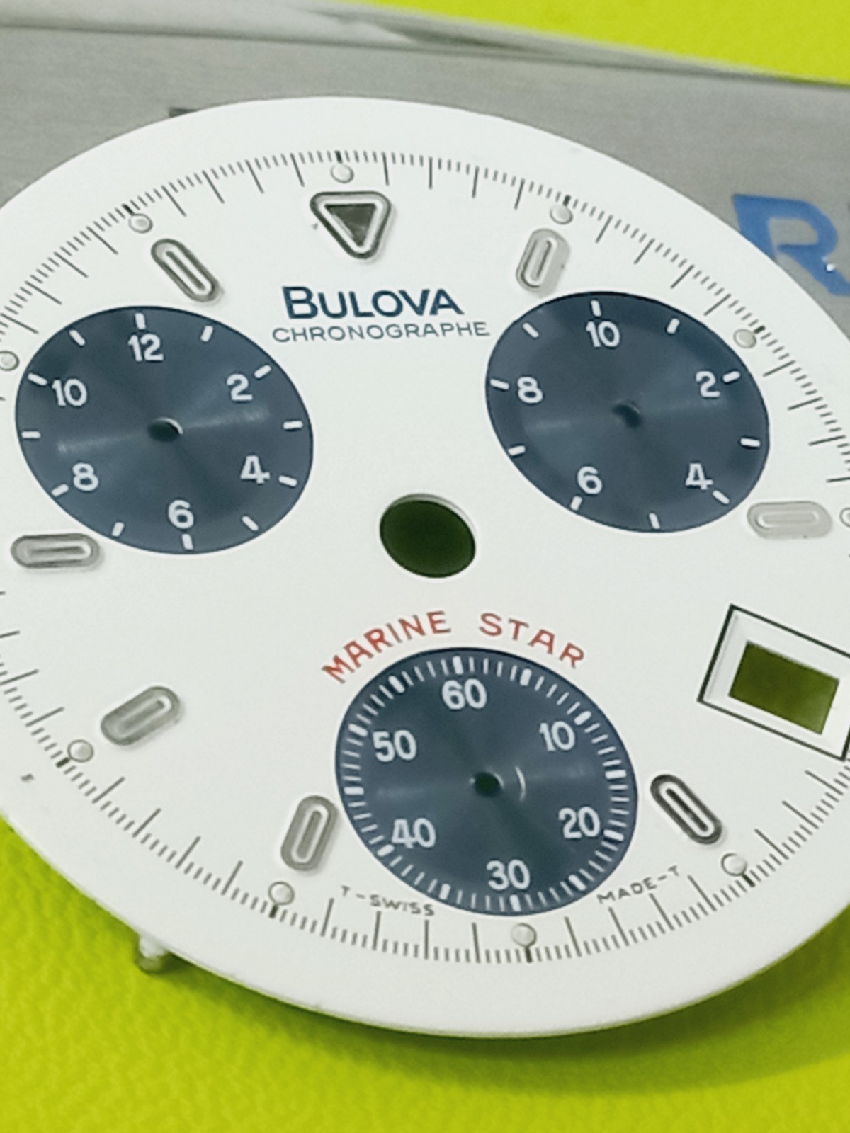 BULOVA Marine Star Dial Dial ETA 251.255 White Blue Vintage Watch Men Date