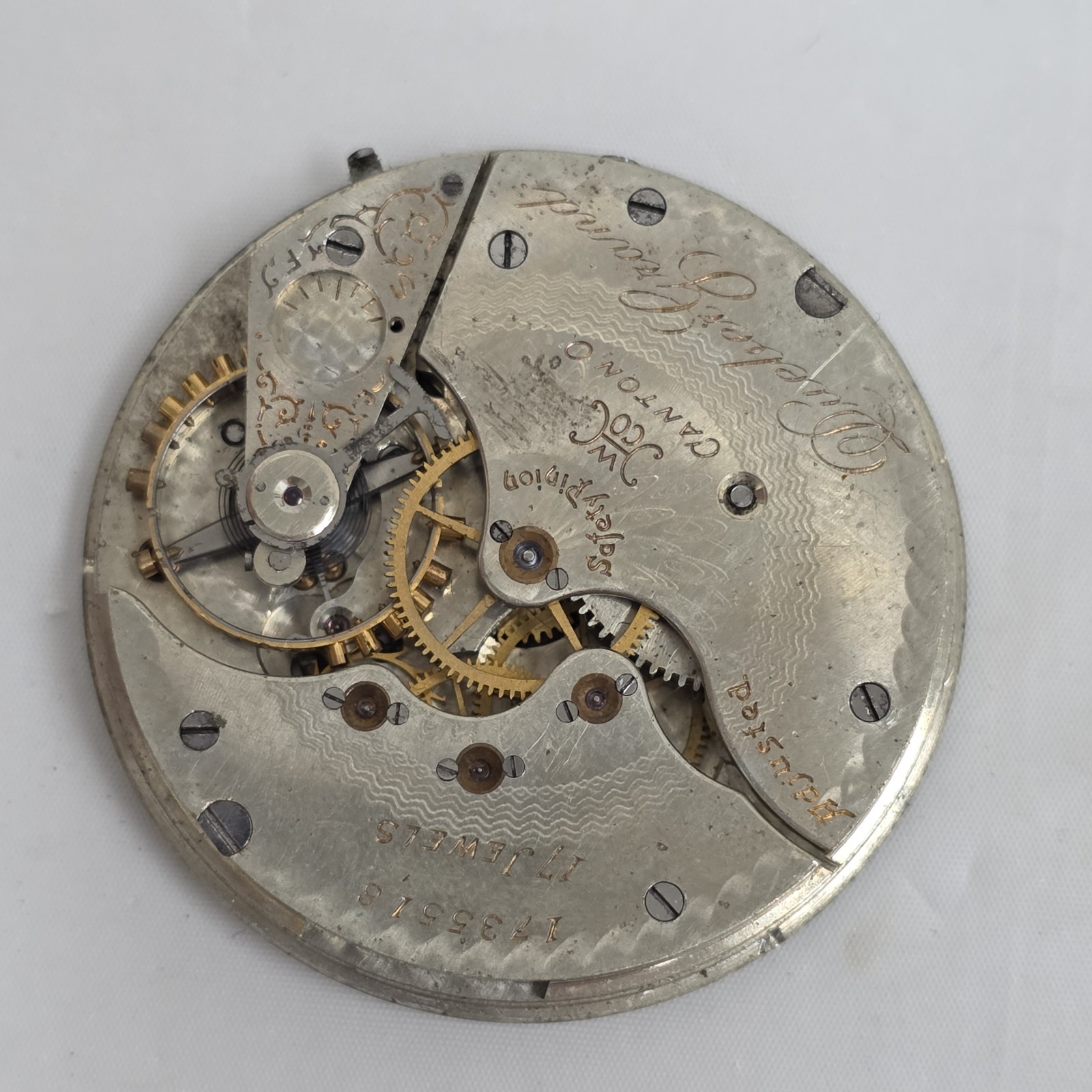 1902 HAMPDEN DUEBER GRAND 17j 12s MODEL 3 POCKET WATCH MOVEMENT GOOD BALANCE
