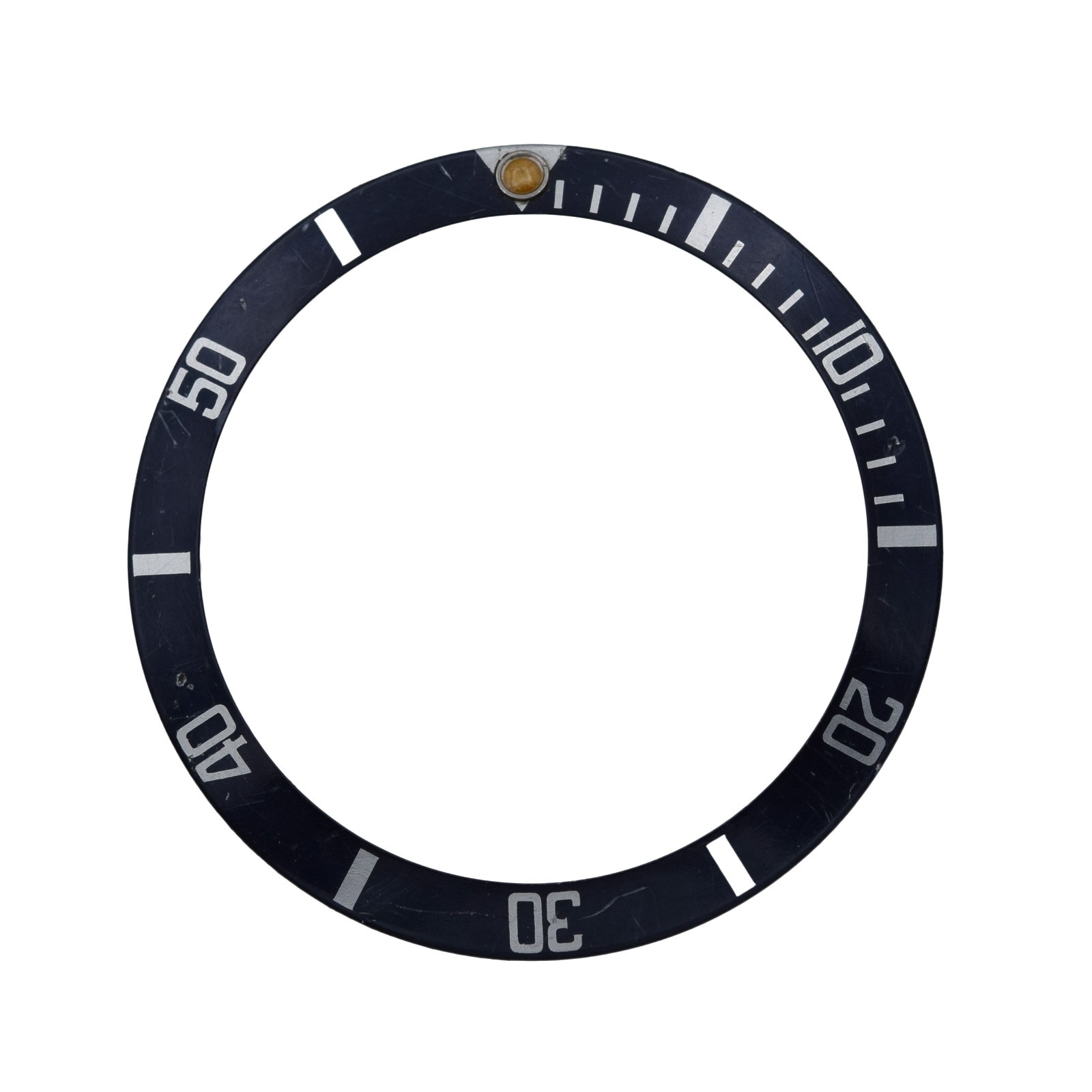 Genuine Rolex Submariner Bezel Insert 16800 Black and Silver Aged Pearl