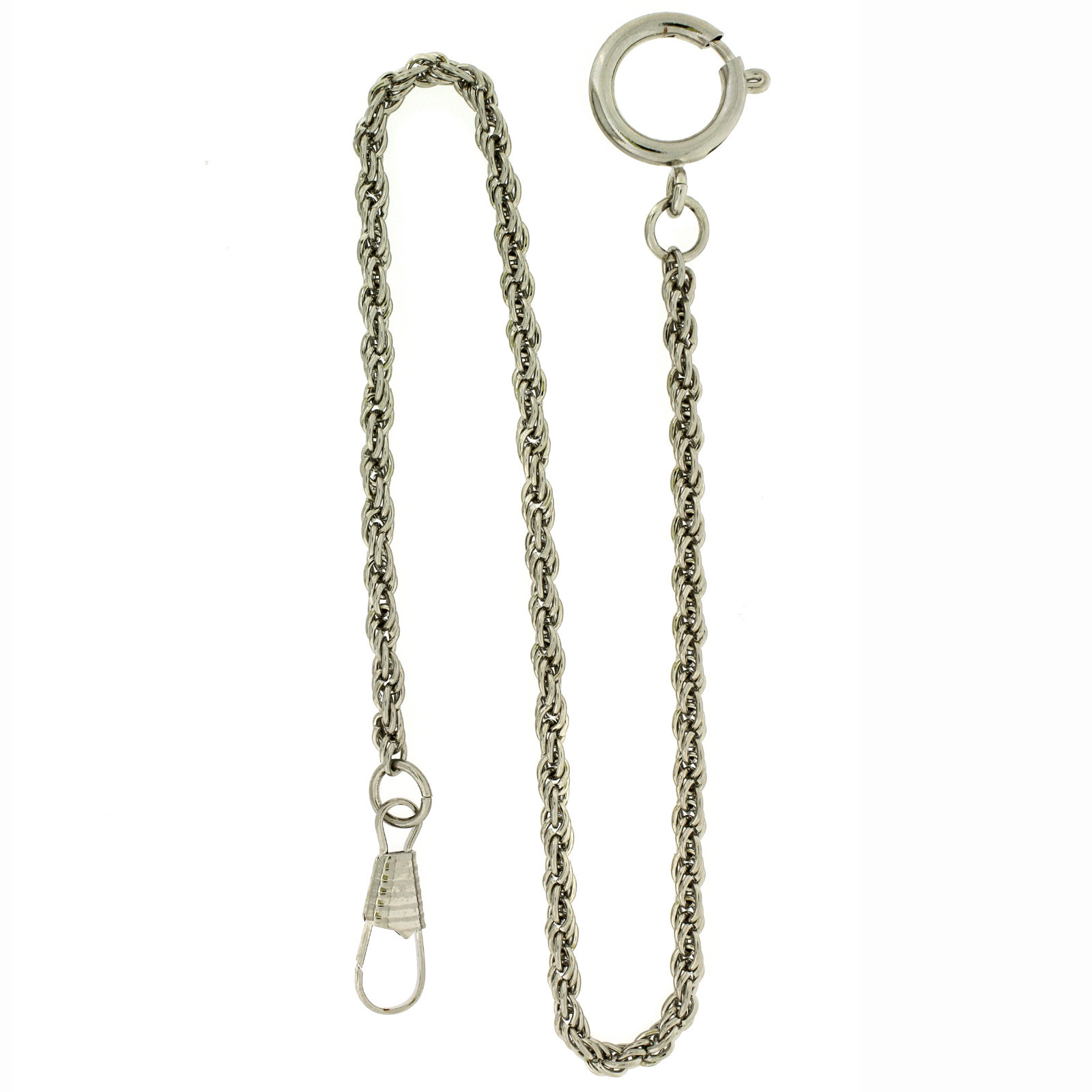 Pocket Watch Chain Silver-tone Fob Rope Design 14″