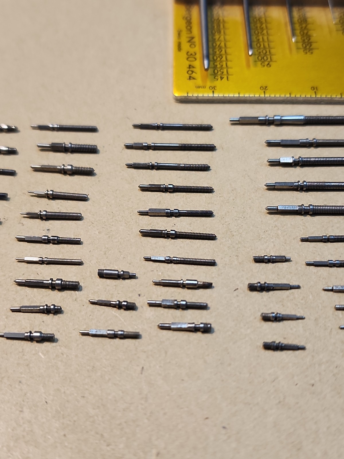 Lot Of 56 Mixed Wristwatch Winding/Setting Stems-Variety Of Types And Tap Sizes