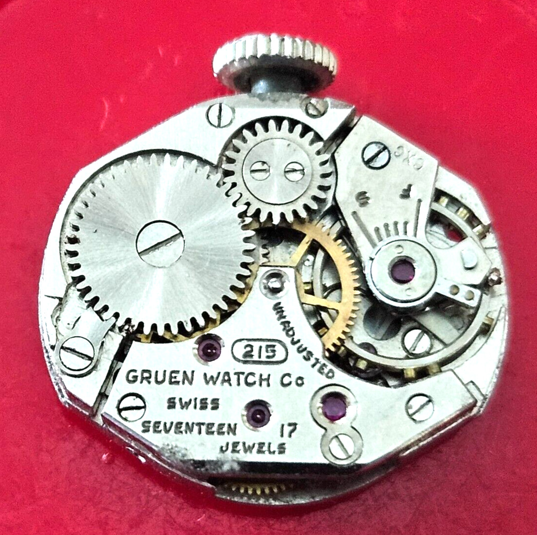 VINTAGE~GRUEN 215~17J SWISS WATCH MOVEMENT