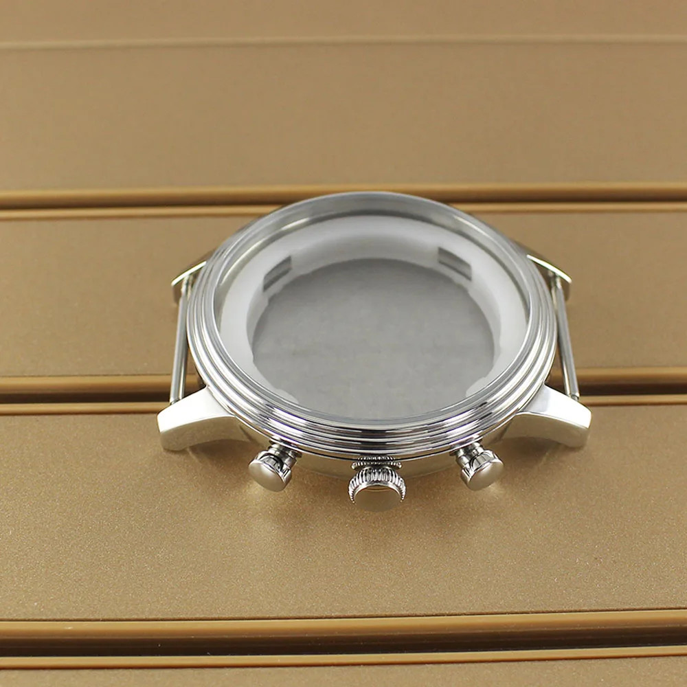 45.4mm Stainless Steel Polished Watch Case Dome glass For Miyota OS21 Movement