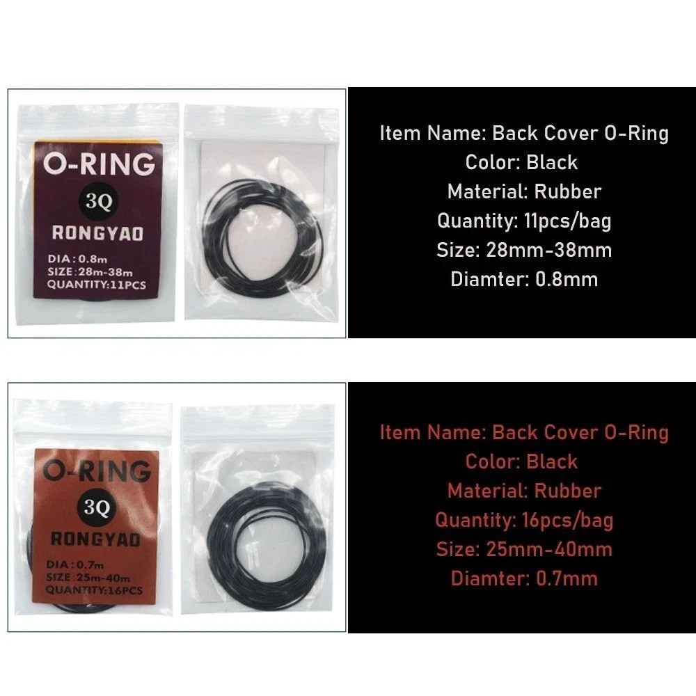 200Pcs/Set Thickness 0.5mm/0.6mm Watch Back Case Rubber O-Ring Gasket