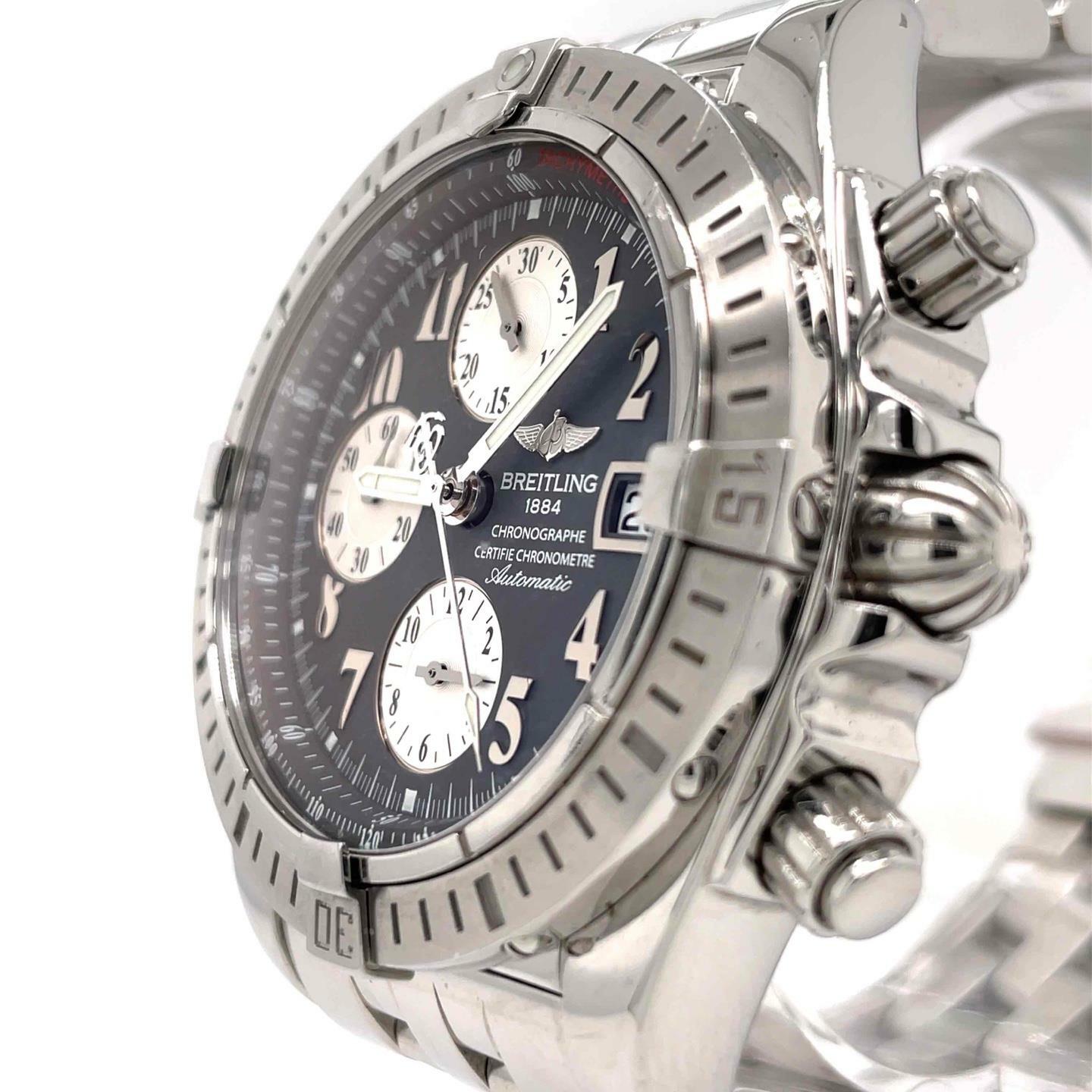Breitling Chronomat Evolution Chronograph 43mm Steel Grey Dial Mens Watch A13356