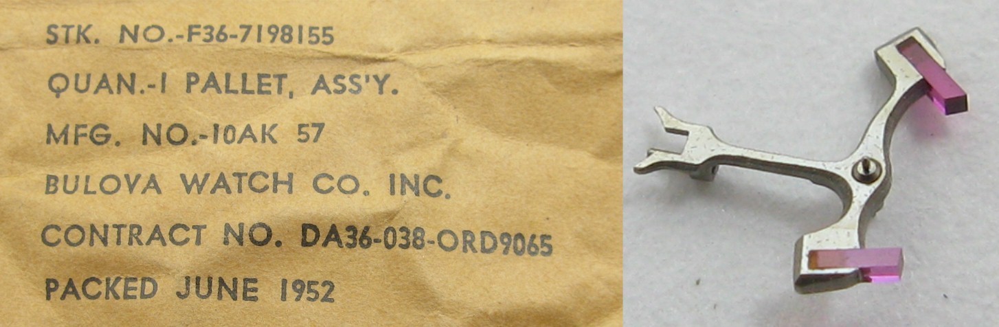Bulova Model 10AK … x1 anchor / pallet # F36 7198155 / military