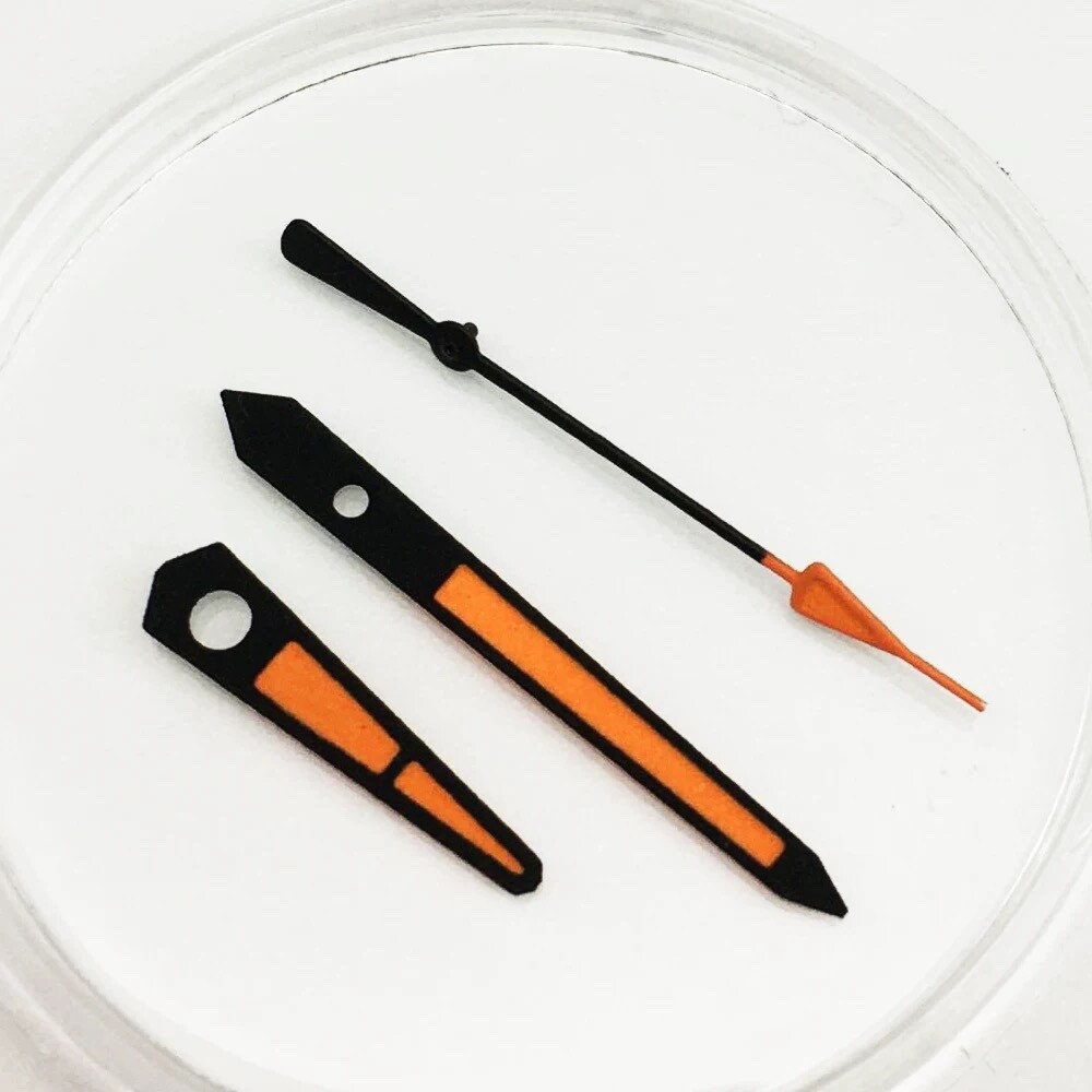 1 Set Watch Hand Set Black Orange 9.5x15x15mm For NH35