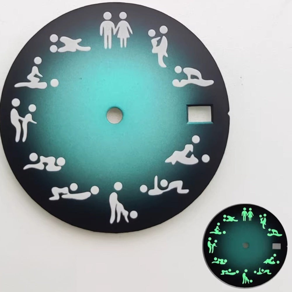 Gradual Sky Blue 28.5mm Adult Love Posture Green Lume Watch Dial for NH35 NH36