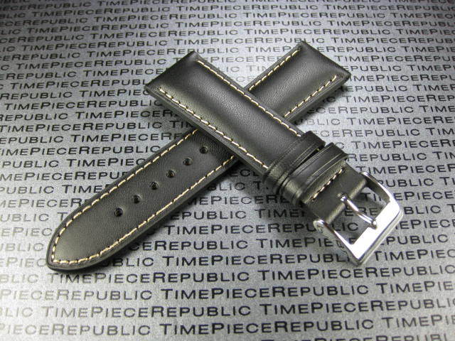 21mm Black GENUINE CALF LEATHER STRAP Watch Band IWC TOP GUN Pilot Portuguese 6