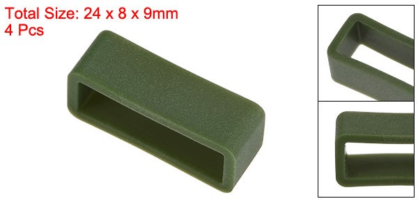 Watch Band Strap Loops Silicone for 20mm Width Watch Band, Dark Green 4 Pcs