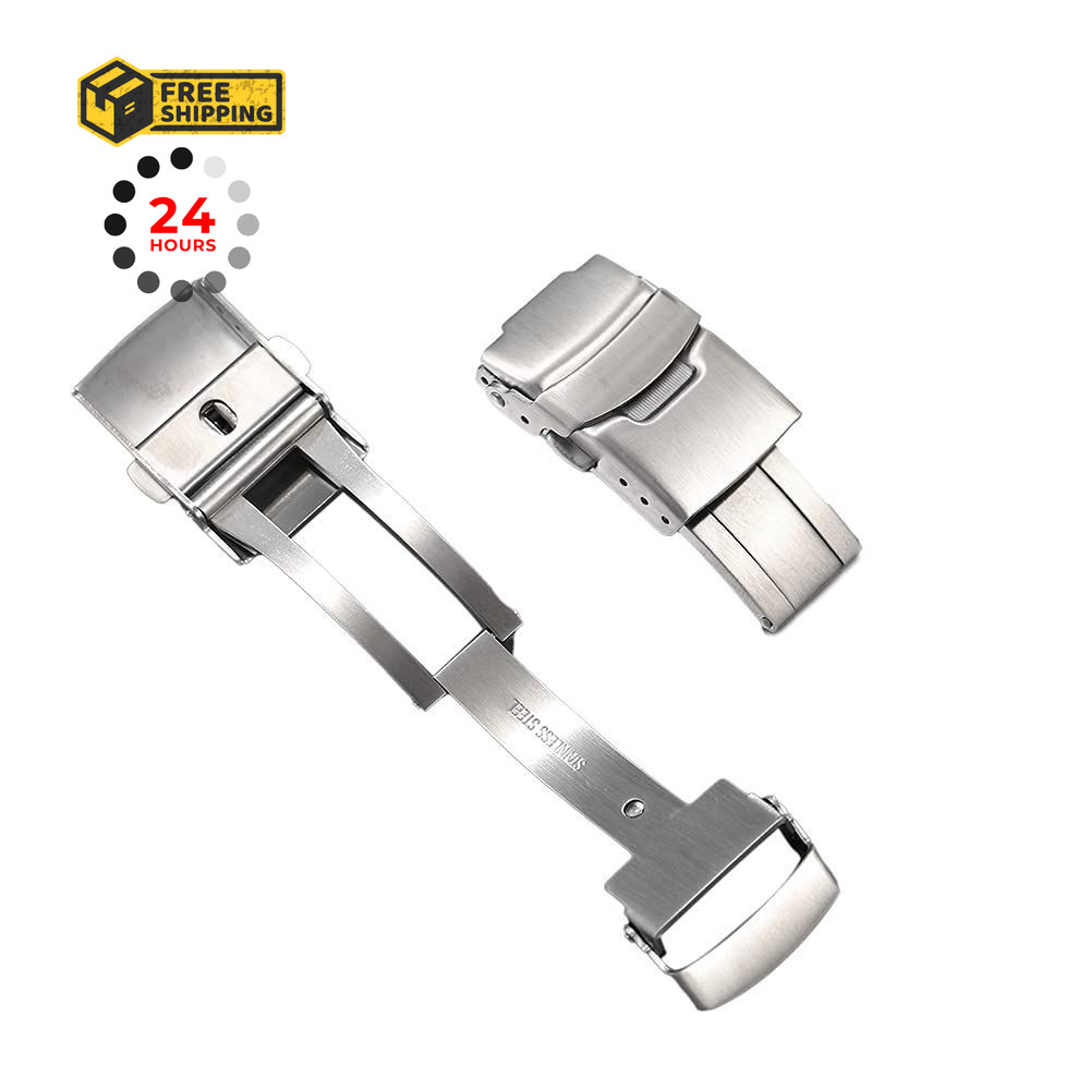 Semdu 18mm 316L Stainless Steel Fold Safety Clasp Buckle 18MM, silver