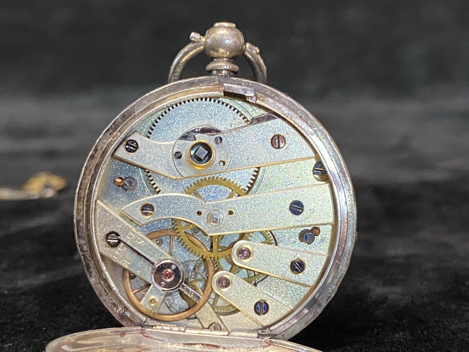 Antique Swiss 800 Silver Hallmarked Case Pocket Watch Porcelain Keys Parts JB10