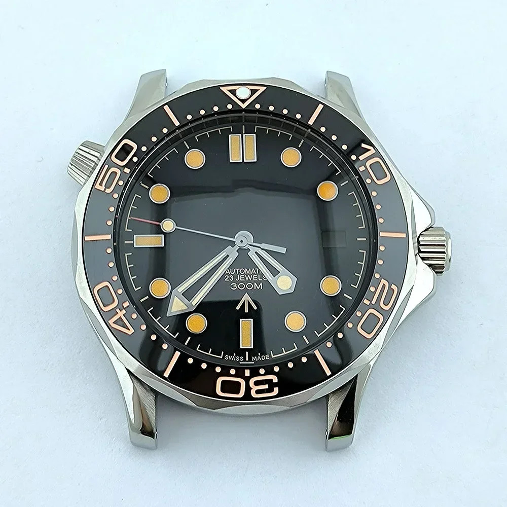 Stainless Steel Strap for Seamaster 300 NH35 Case Dial Hands 41mm Silver Mod Kit