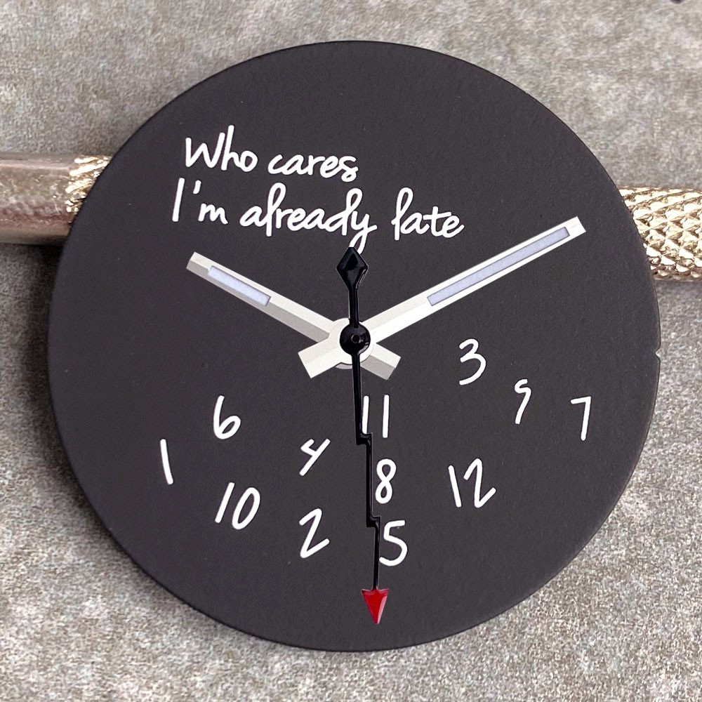 29mm Black White who cares I’m already late Dial Fit Japan NH35A NH36A Movement