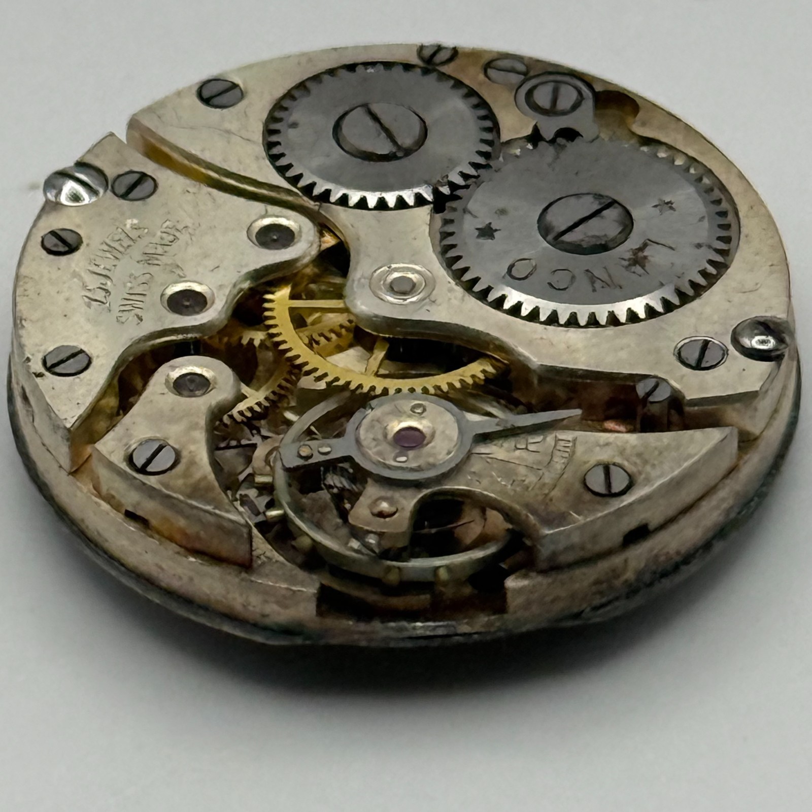 Lanco Watch Movement 15 Jewels Swiss Manual Wind Vintage Parts Repair 23.6mm